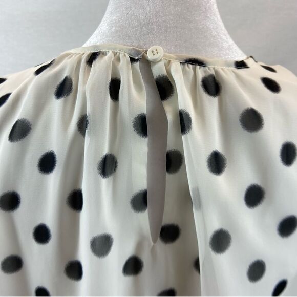 Collective Concepts White with Black Polka Dots Sleeveless Blouse Size Large - Picture 7 of 9